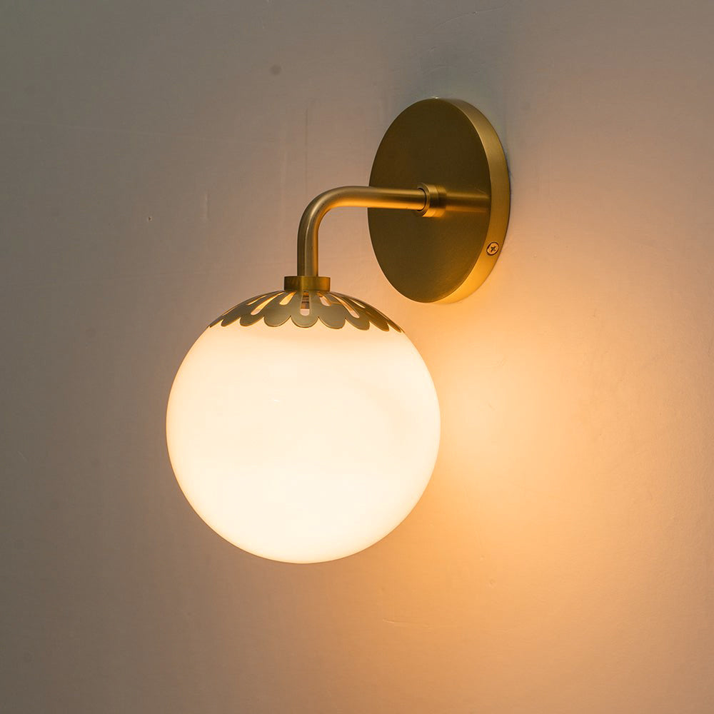 Dewdrop Globe Sconce - Art Deco Flower Cap Glass Vanity & Wall Light
