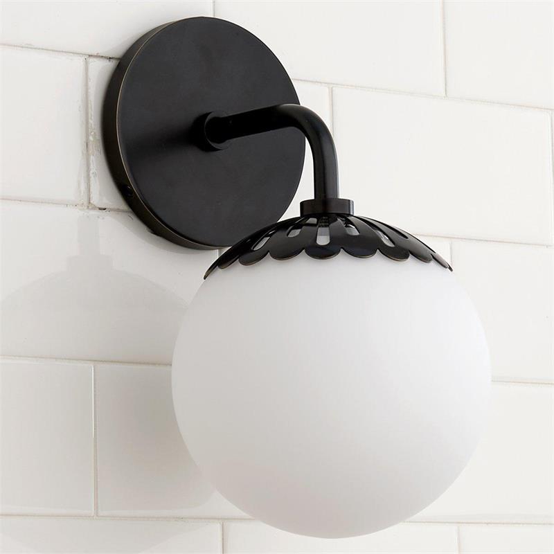 Dewdrop Globe Sconce - Art Deco Flower Cap Glass Vanity & Wall Light