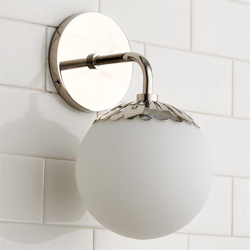 Dewdrop Globe Sconce - Art Deco Flower Cap Glass Vanity & Wall Light