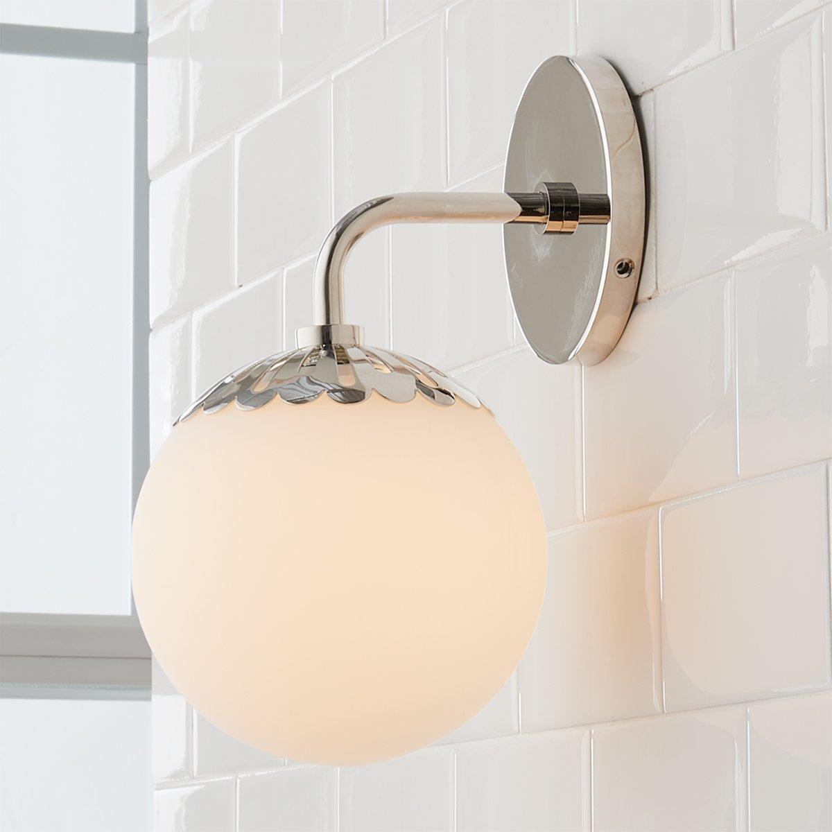 Dewdrop Globe Sconce - Art Deco Flower Cap Glass Vanity & Wall Light