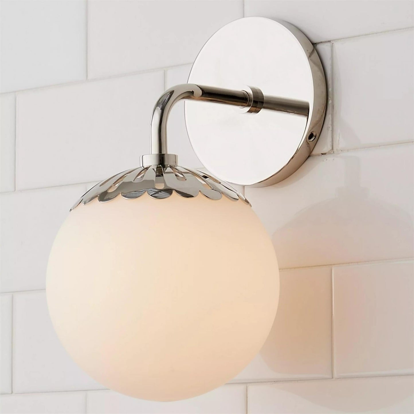 Dewdrop Globe Sconce - Art Deco Flower Cap Glass Vanity & Wall Light