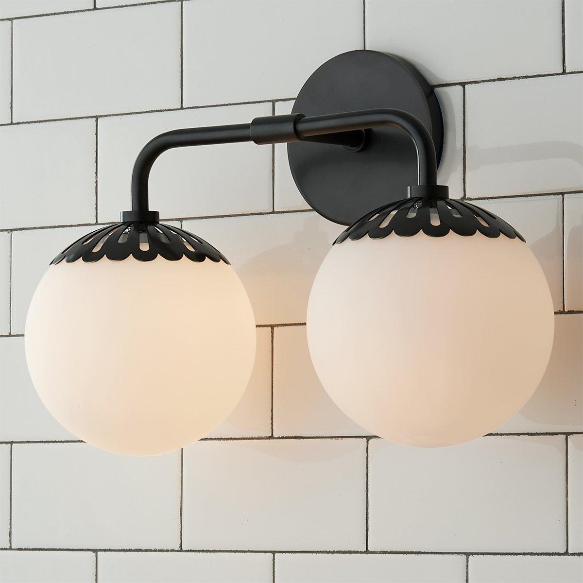 Dewdrop Globe Sconce - Art Deco Flower Cap Glass Vanity & Wall Light