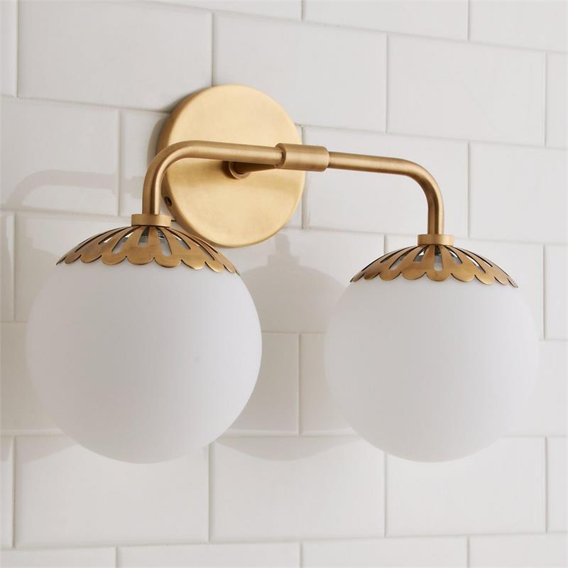 Dewdrop Globe Sconce - Art Deco Flower Cap Glass Vanity & Wall Light