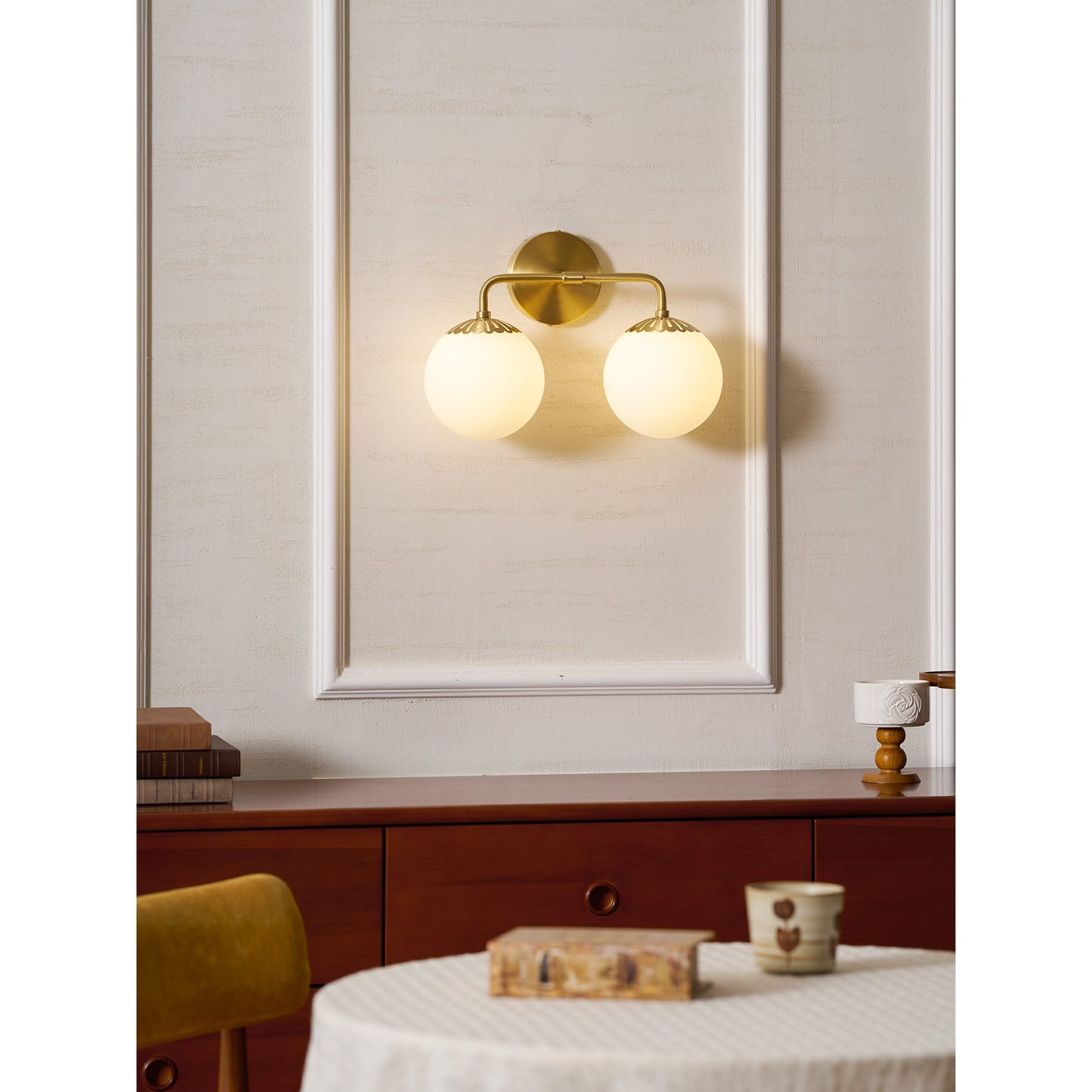 Dewdrop Globe Sconce - Art Deco Flower Cap Glass Vanity & Wall Light