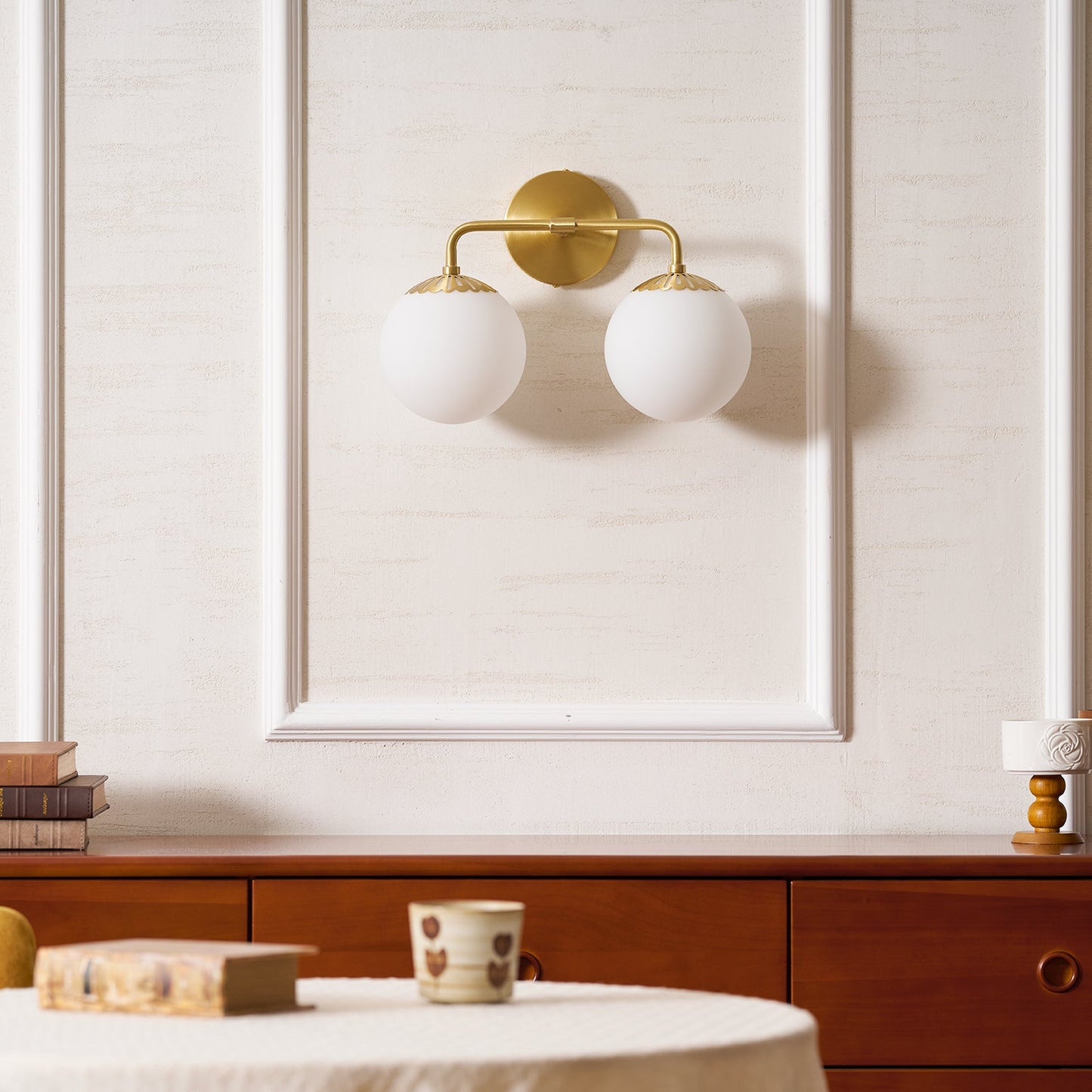 Dewdrop Globe Sconce - Art Deco Flower Cap Glass Vanity & Wall Light