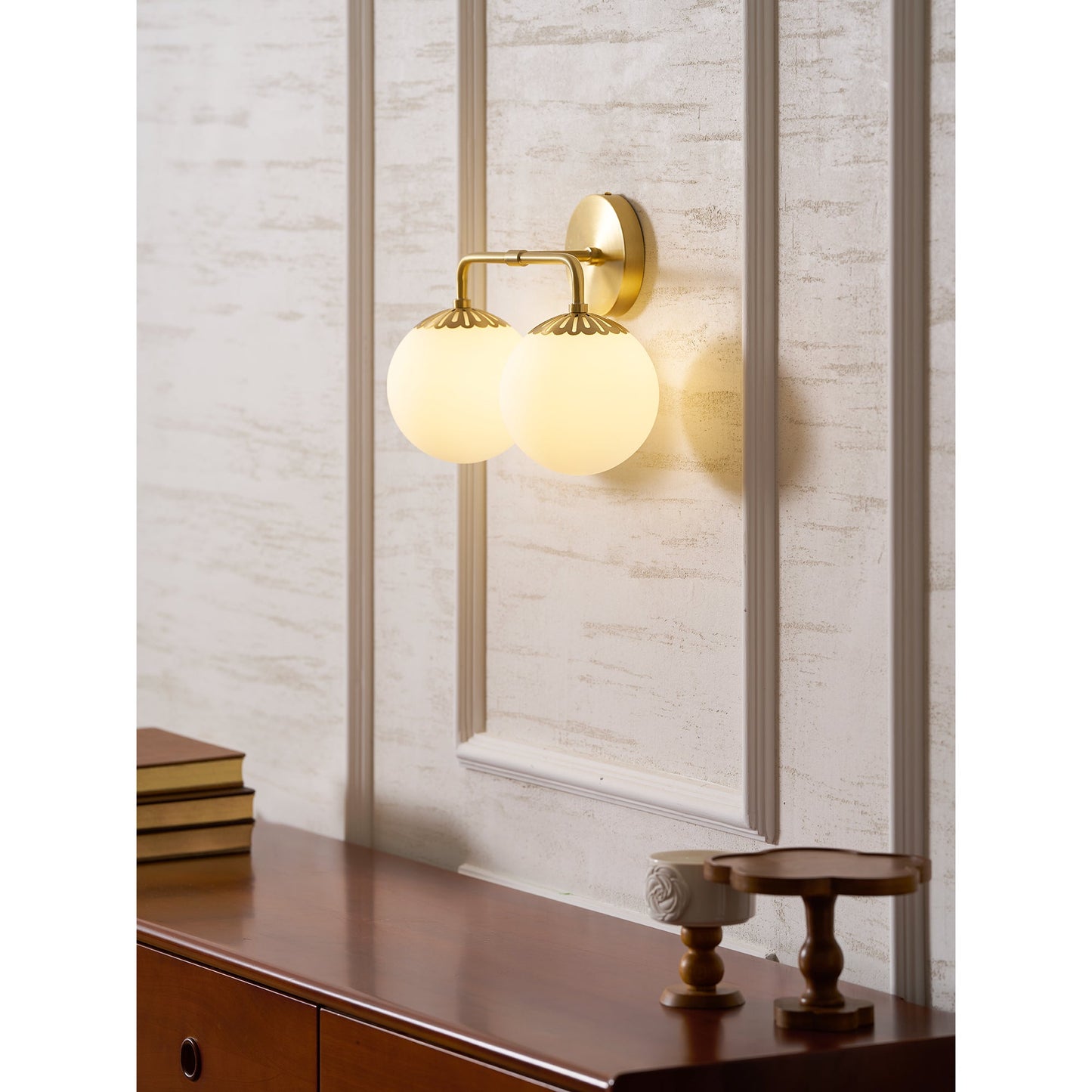 Dewdrop Globe Sconce - Art Deco Flower Cap Glass Vanity & Wall Light