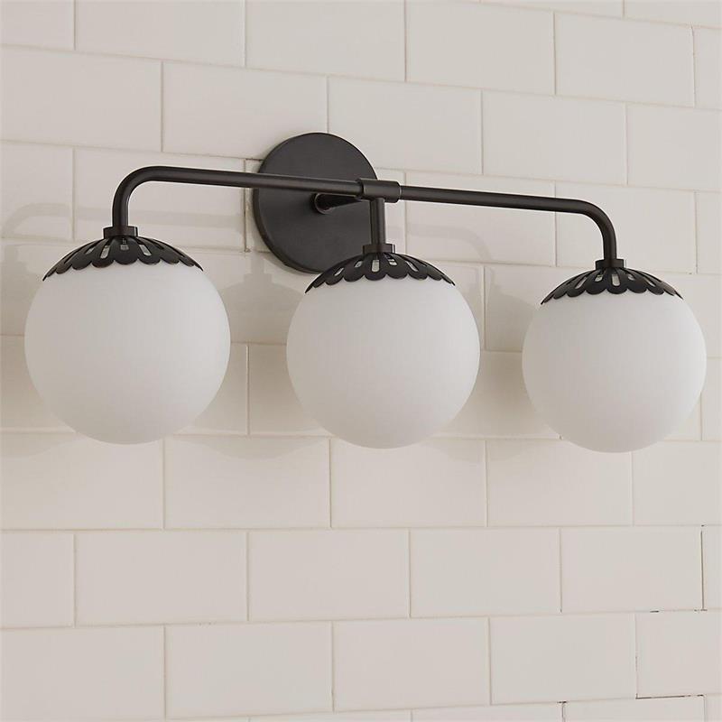 Dewdrop Globe Sconce - Art Deco Flower Cap Glass Vanity & Wall Light