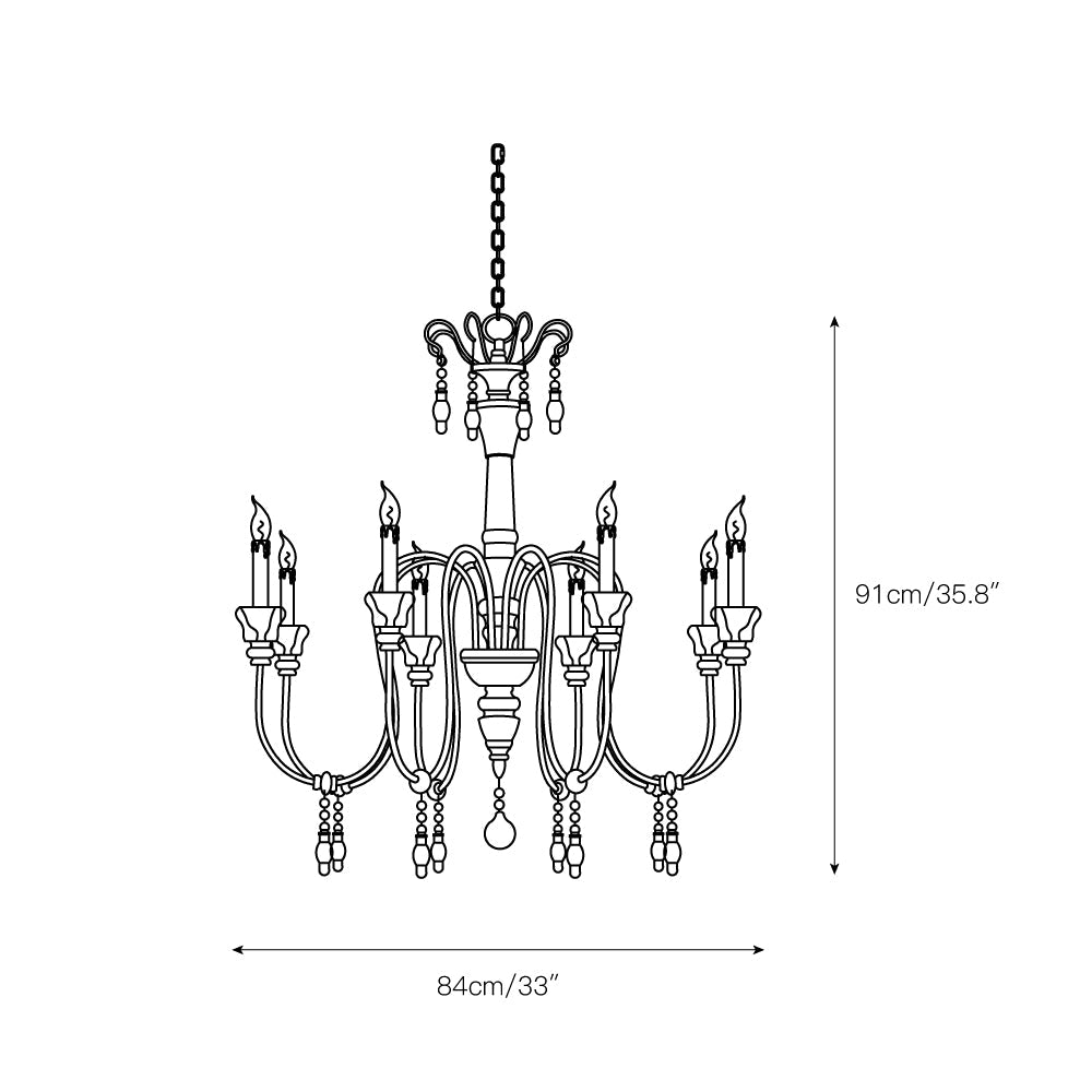 Dinardo Chandelier – Hand-Carved Wood & Wrought Iron Candelabra Chandelier