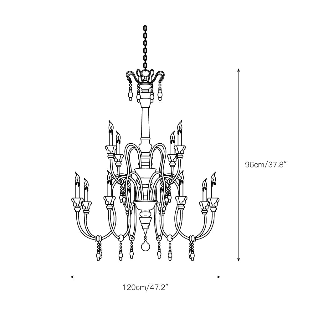 Dinardo Chandelier – Hand-Carved Wood & Wrought Iron Candelabra Chandelier