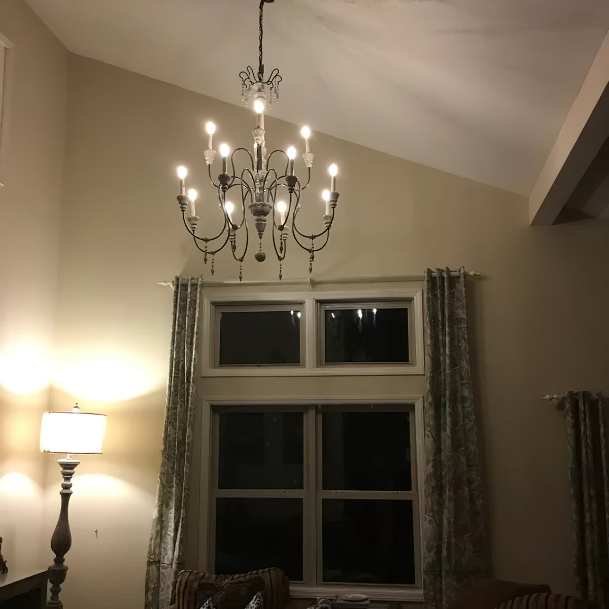 Dinardo Chandelier – Hand-Carved Wood & Wrought Iron Candelabra Chandelier