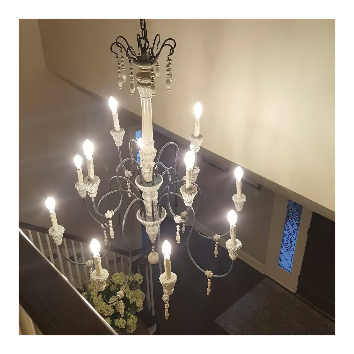 Dinardo Chandelier – Hand-Carved Wood & Wrought Iron Candelabra Chandelier