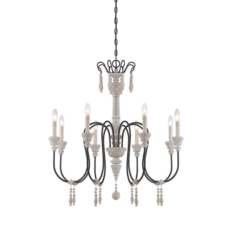 Dinardo Chandelier – Hand-Carved Wood & Wrought Iron Candelabra Chandelier