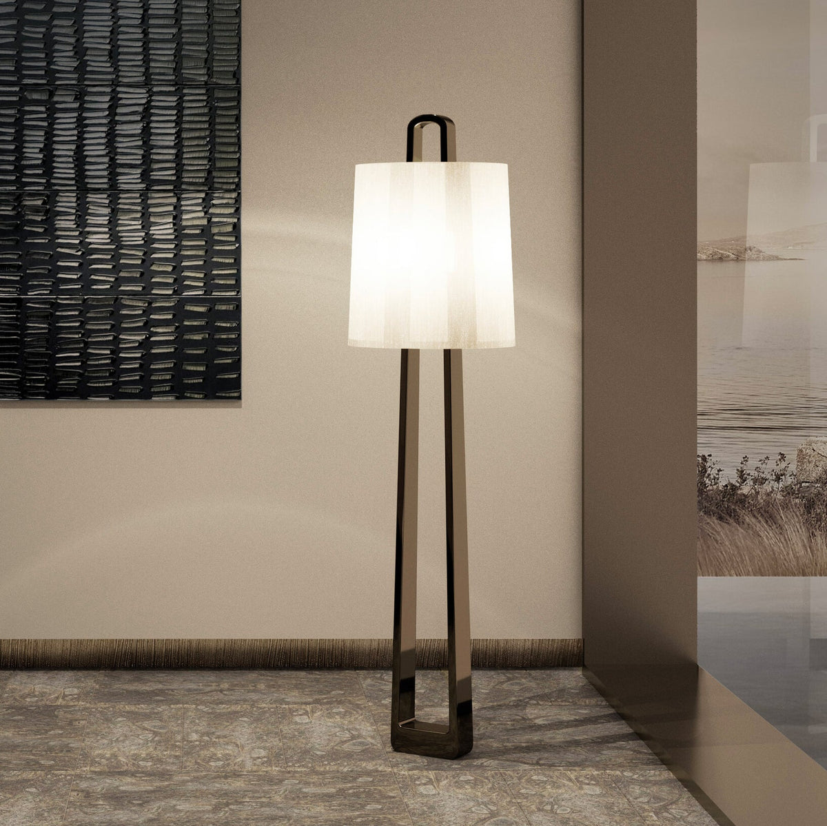 Dinka Floor Lamp – Minimalist French Provincial Iron & Fabric Floor Light