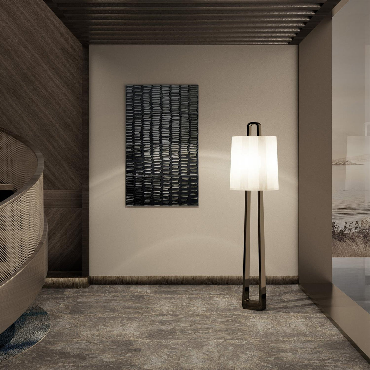 Dinka Floor Lamp – Minimalist French Provincial Iron & Fabric Floor Light