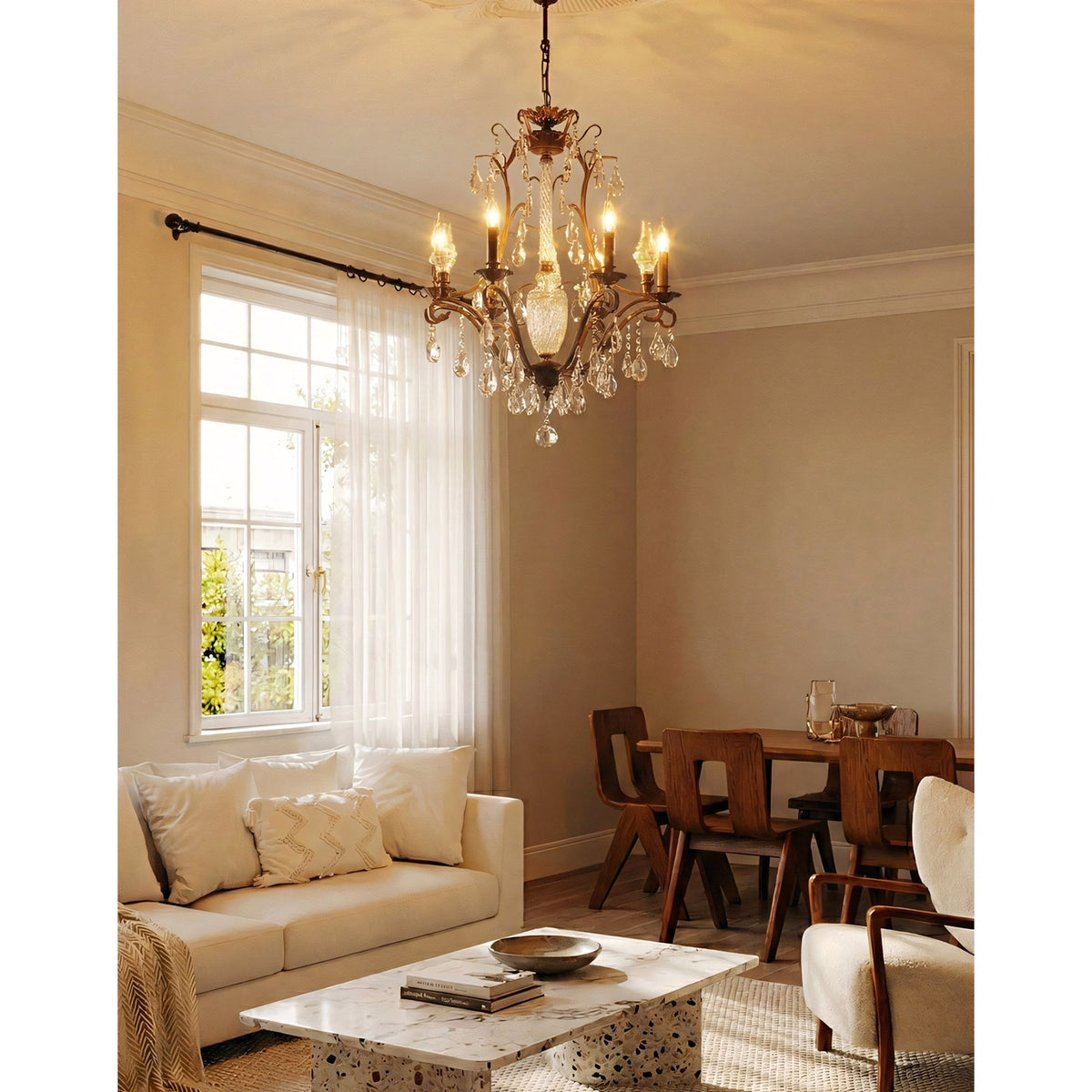 Diodem Crystal Chandelier – Vintage Vine Crystal & Fluted Glass Chandelier