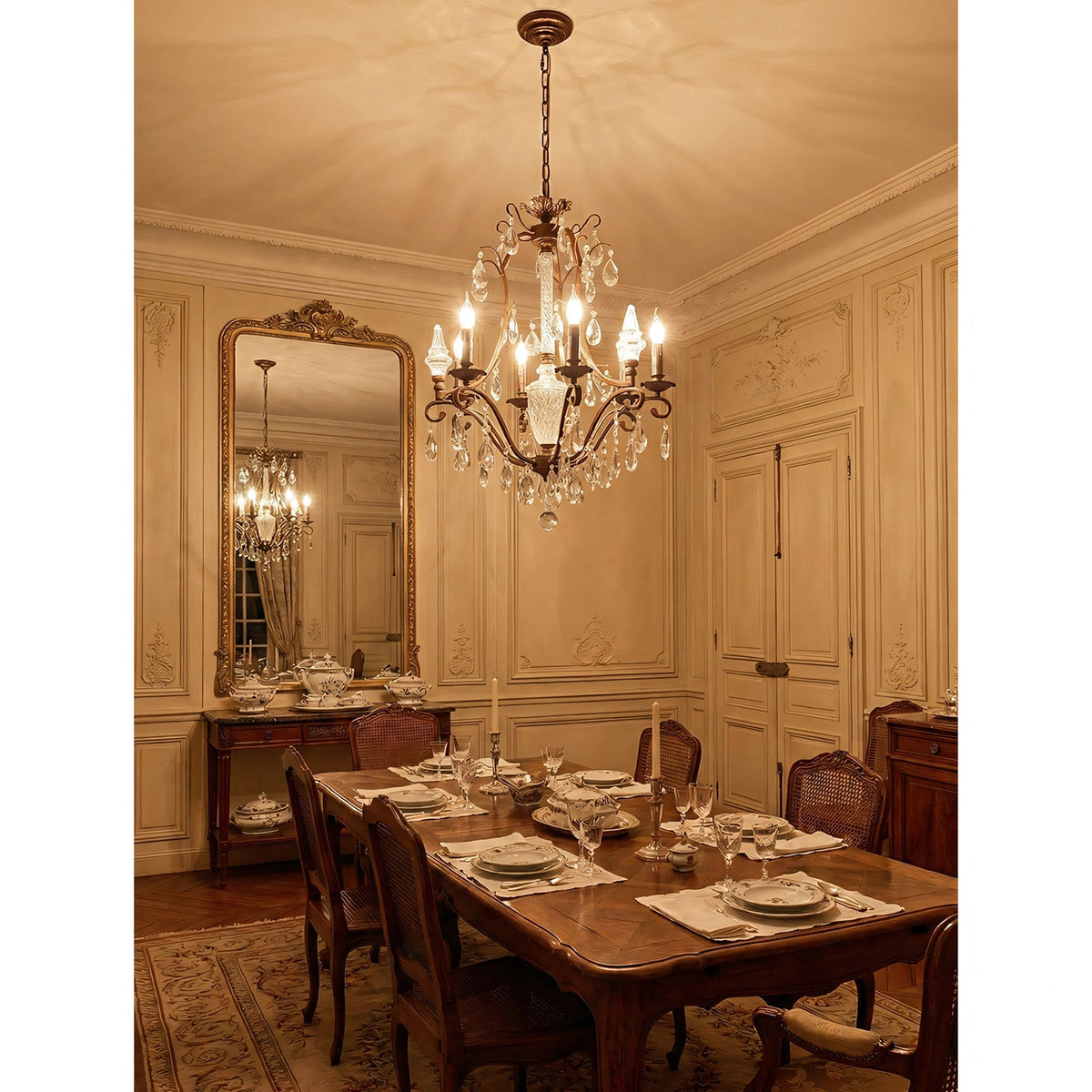 Diodem Crystal Chandelier – Vintage Vine Crystal & Fluted Glass Chandelier