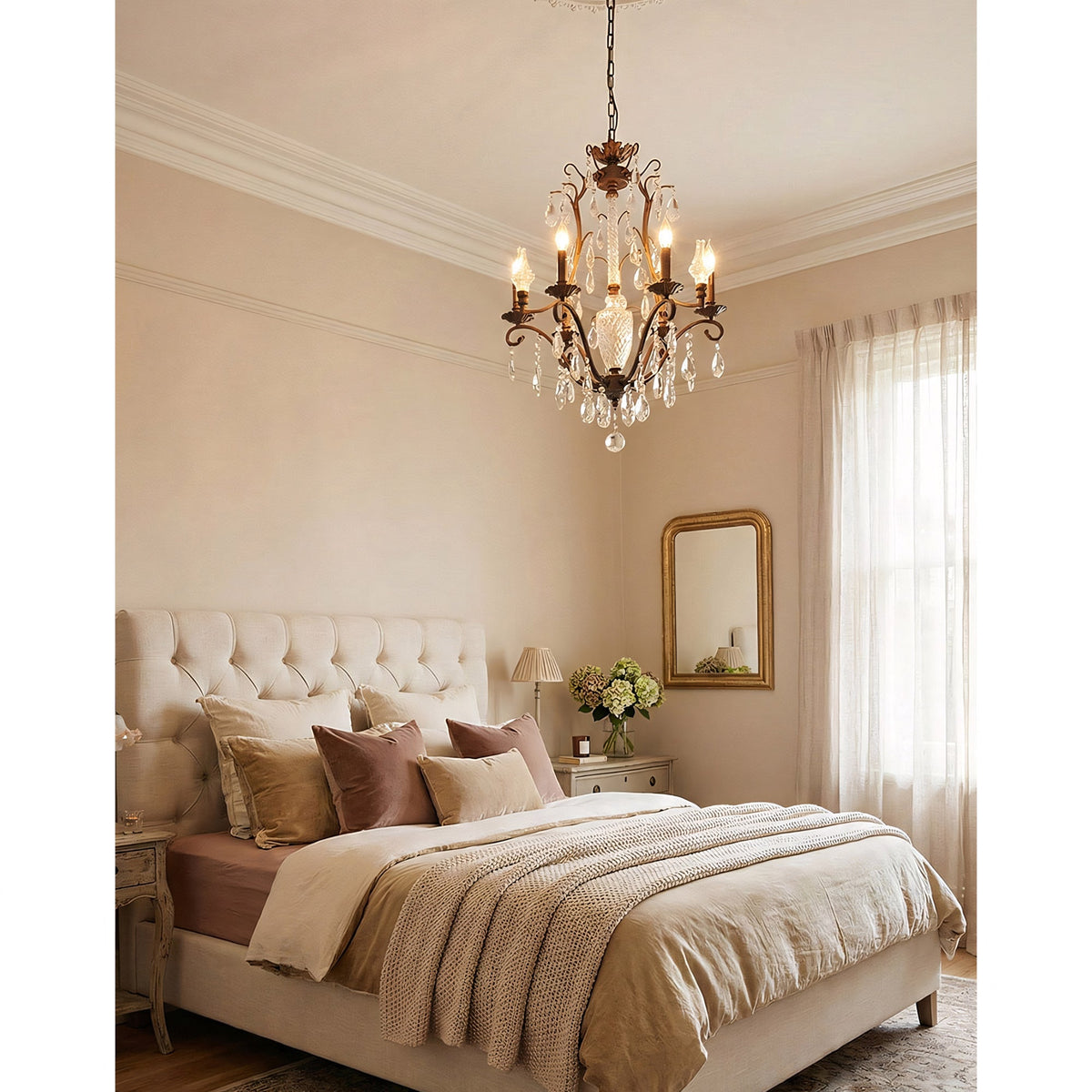 Diodem Crystal Chandelier – Vintage Vine Crystal & Fluted Glass Chandelier