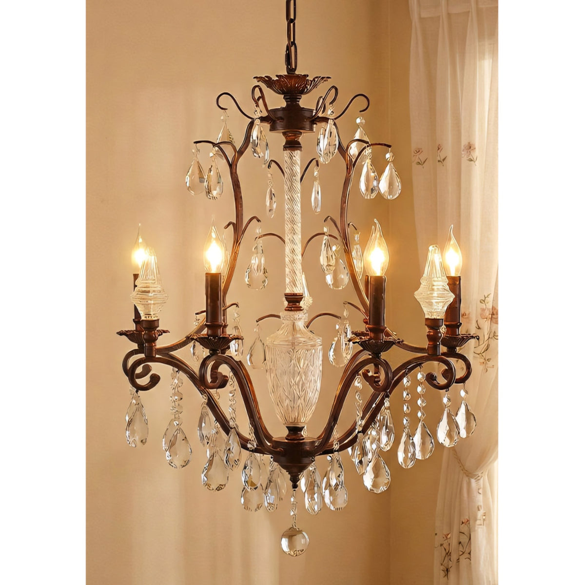 Diodem Crystal Chandelier – Vintage Vine Crystal & Fluted Glass Chandelier