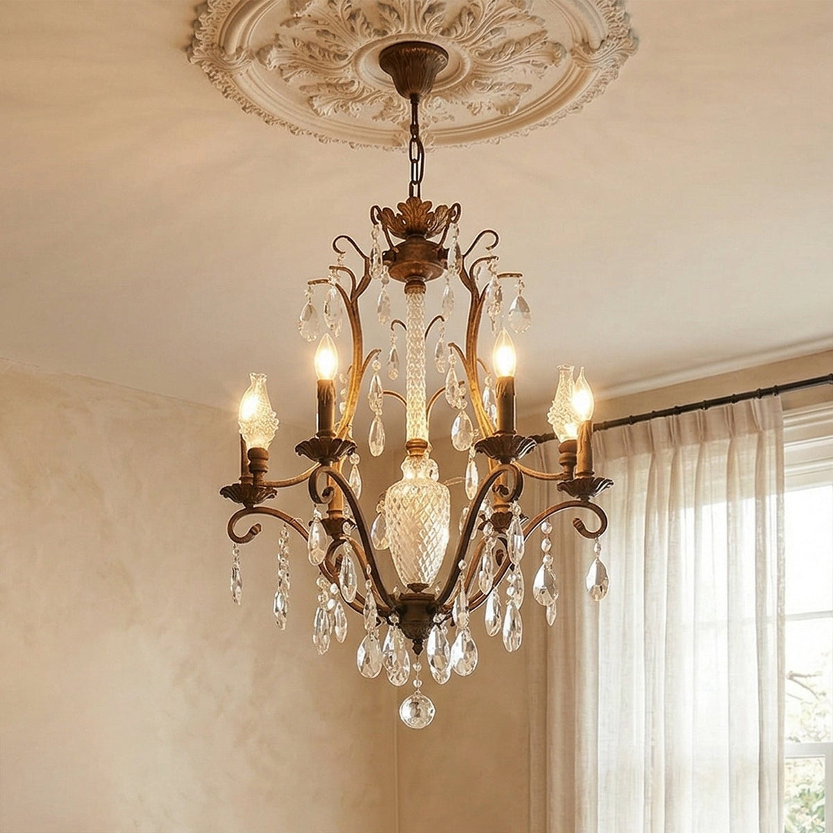 Diodem Crystal Chandelier – Vintage Vine Crystal & Fluted Glass Chandelier