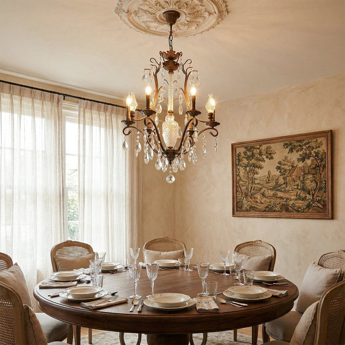 Diodem Crystal Chandelier – Vintage Vine Crystal & Fluted Glass Chandelier