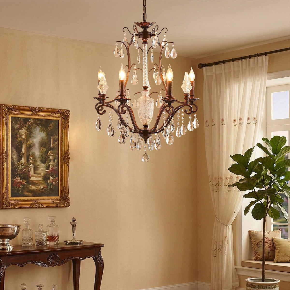 Diodem Crystal Chandelier – Vintage Vine Crystal & Fluted Glass Chandelier