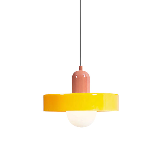 Disc Orb Pendant Lamp – Modern Glass Saucer & Frosted Globe Hardwired Pendant Light