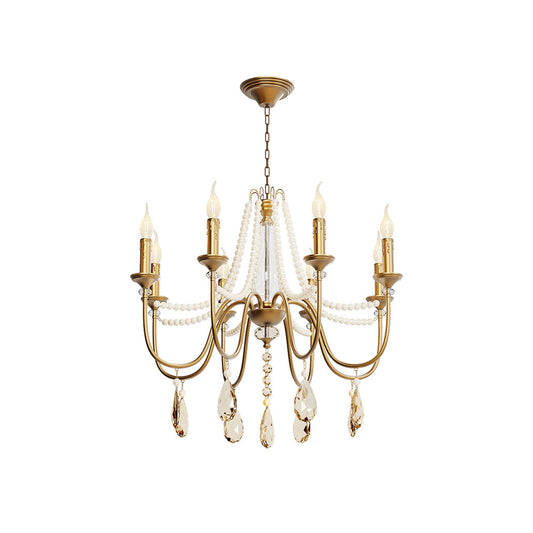 Doane Chandelier – Classic Empire Crystal & Beaded Brass Chandelier
