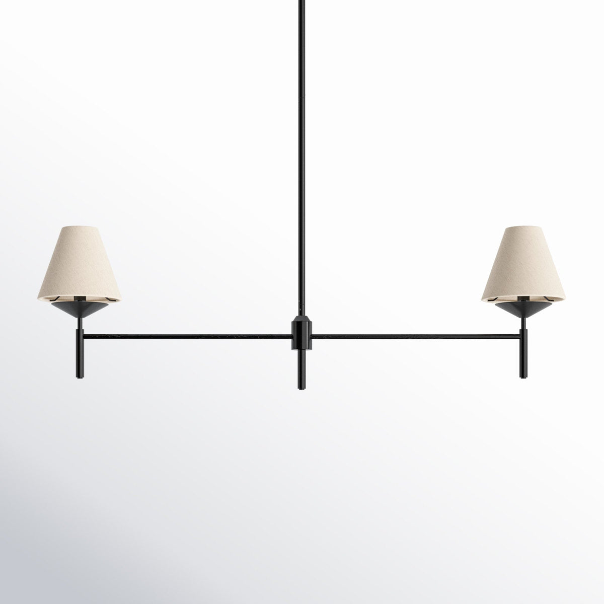 Manning Chandelier - Modern Black Brass & Tapered Linen Linear Pendant