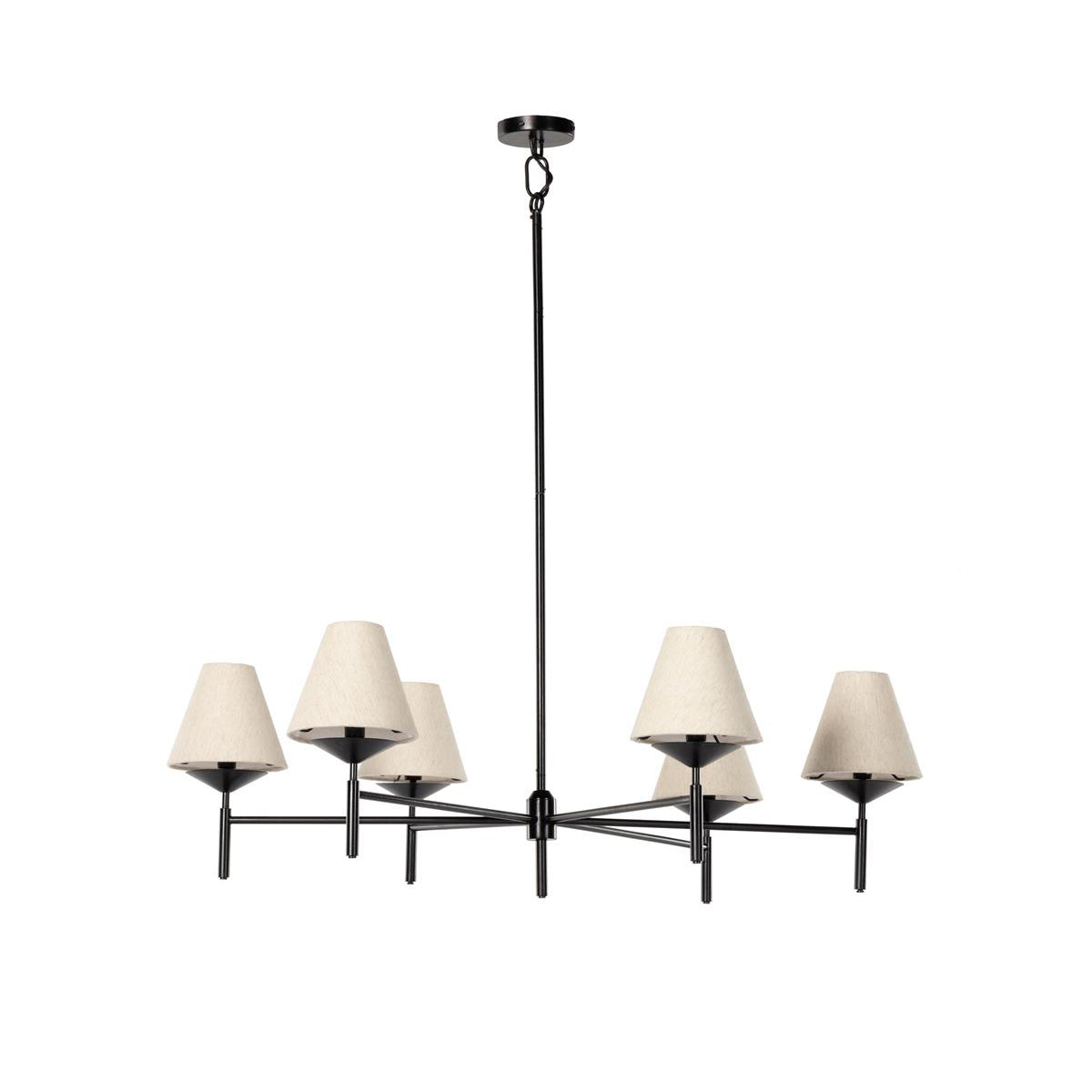 Manning Chandelier - Modern Black Brass & Tapered Linen Linear Pendant