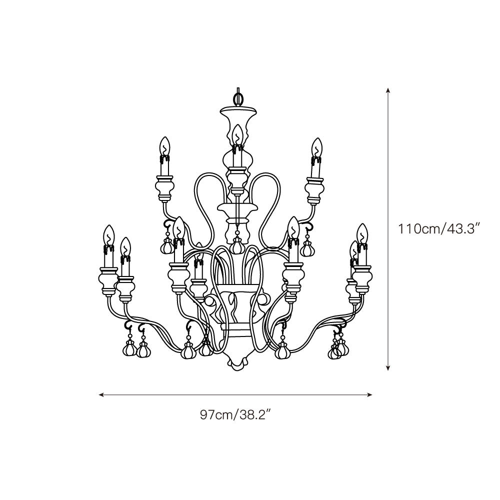 Donnelly Country Chandelier – Hand-Carved Wood & Metal French Provincial Chandelier