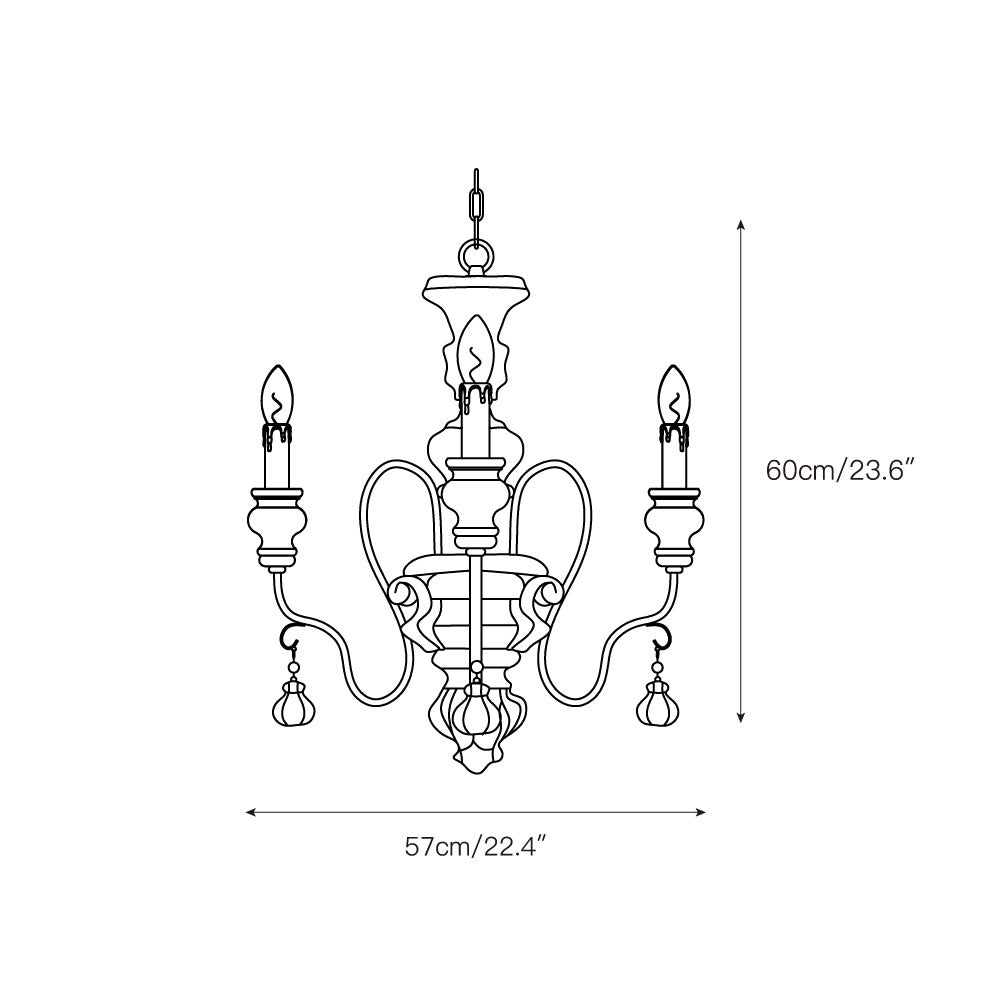 Donnelly Country Chandelier – Hand-Carved Wood & Metal French Provincial Chandelier