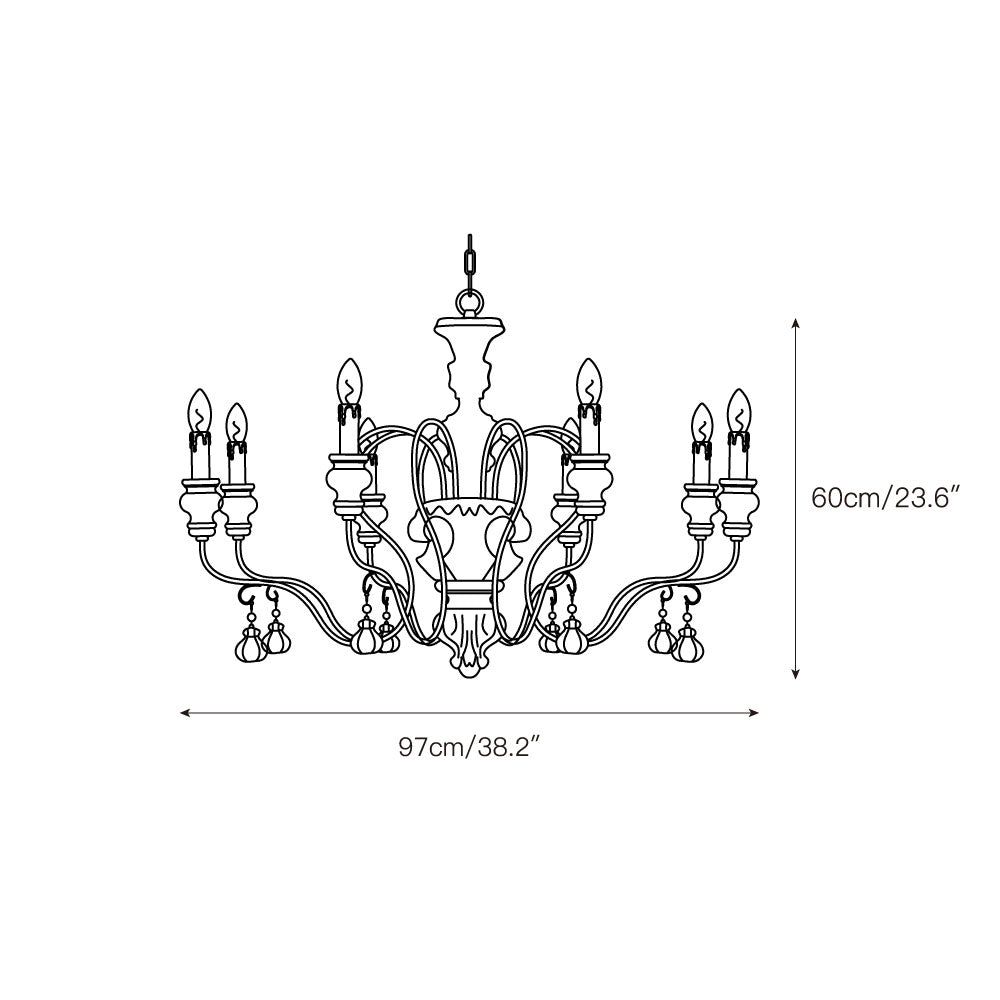 Donnelly Country Chandelier – Hand-Carved Wood & Metal French Provincial Chandelier