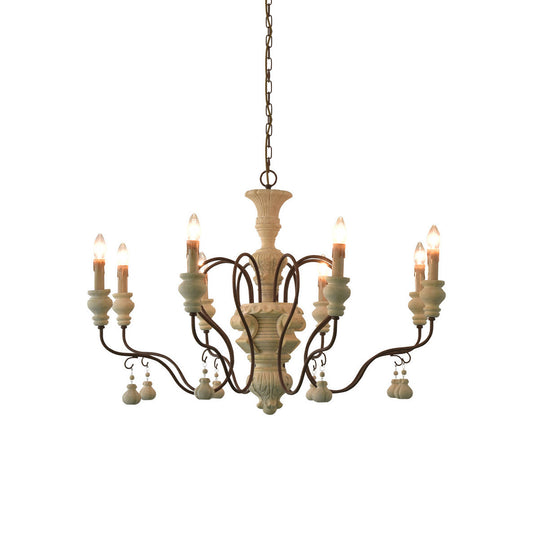 Donnelly Country Chandelier – Hand-Carved Wood & Metal French Provincial Chandelier