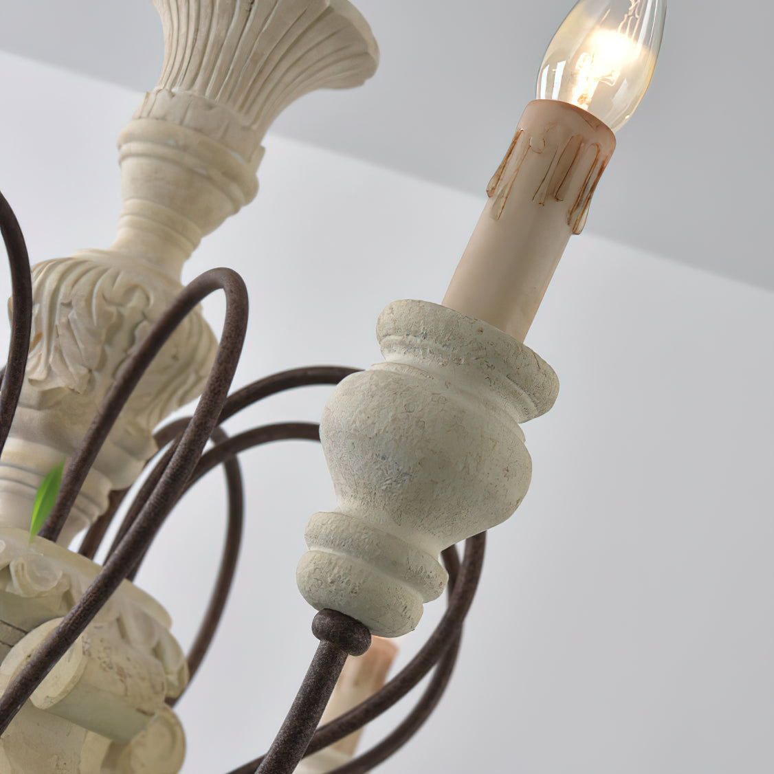 Donnelly Country Chandelier – Hand-Carved Wood & Metal French Provincial Chandelier