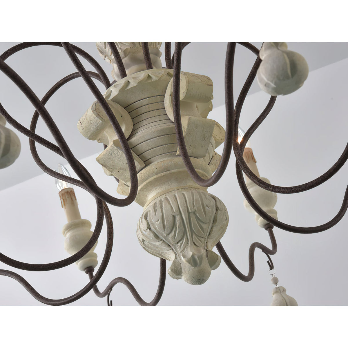 Donnelly Country Chandelier – Hand-Carved Wood & Metal French Provincial Chandelier
