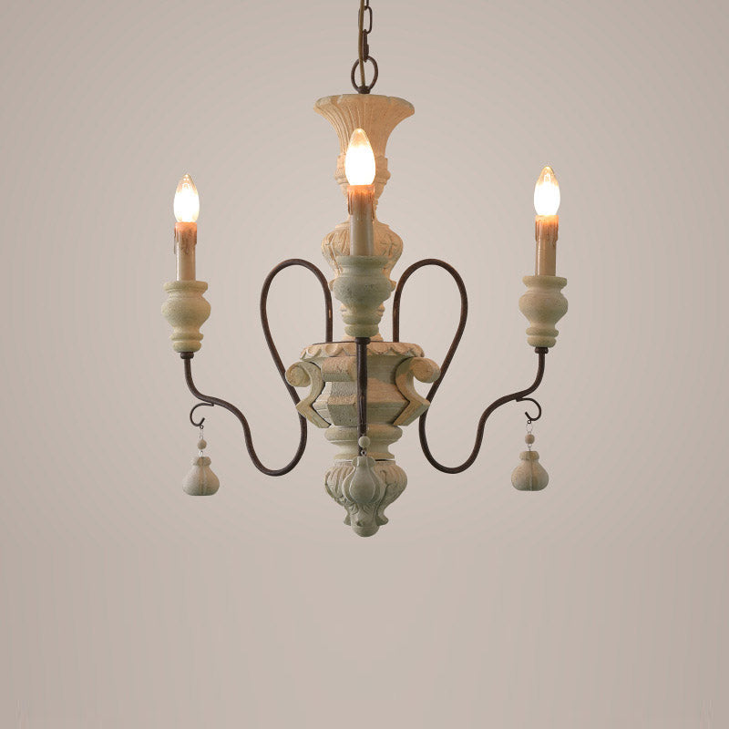 Donnelly Country Chandelier – Hand-Carved Wood & Metal French Provincial Chandelier