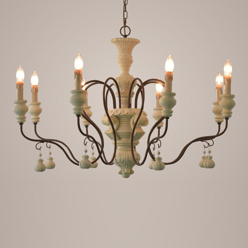Donnelly Country Chandelier – Hand-Carved Wood & Metal French Provincial Chandelier