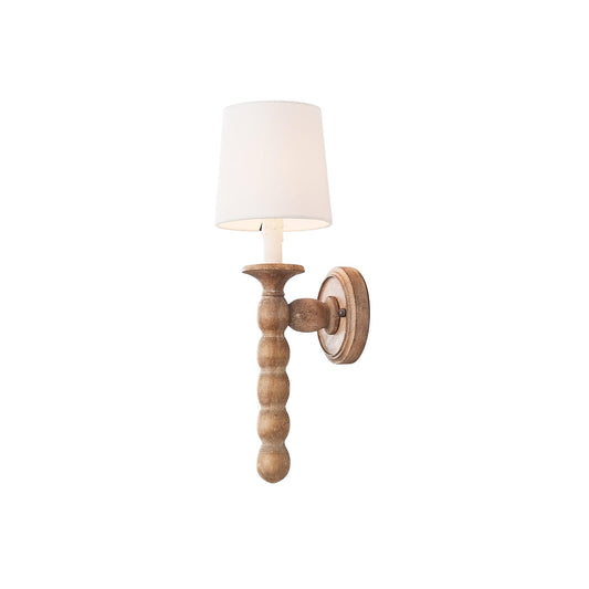 Dorado Wall Lamp – Modern Tropical Wood & Fabric Shade Sconce