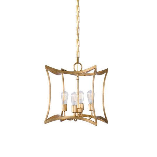 Dore Lantern Pendant Lamp – Gold Leaf Brass Square Open Lantern Pendant