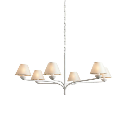 Dorsey Chandelier – Sculptural Textured Plaster & Fabric Shade Chandelier