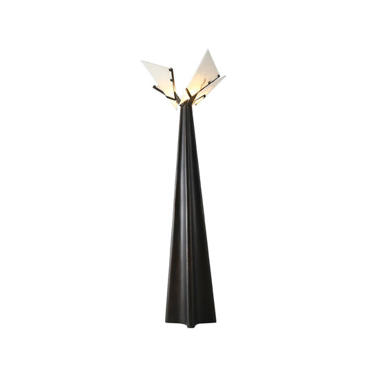 Drape Alabaster Floor Lamp – European Alabaster & Black Resin Sculptural Light