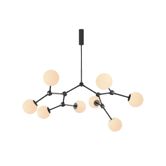 Drop Ball Chandelier – Mid-Century Modern Adjustable 14-Arm Brass & Glass Light