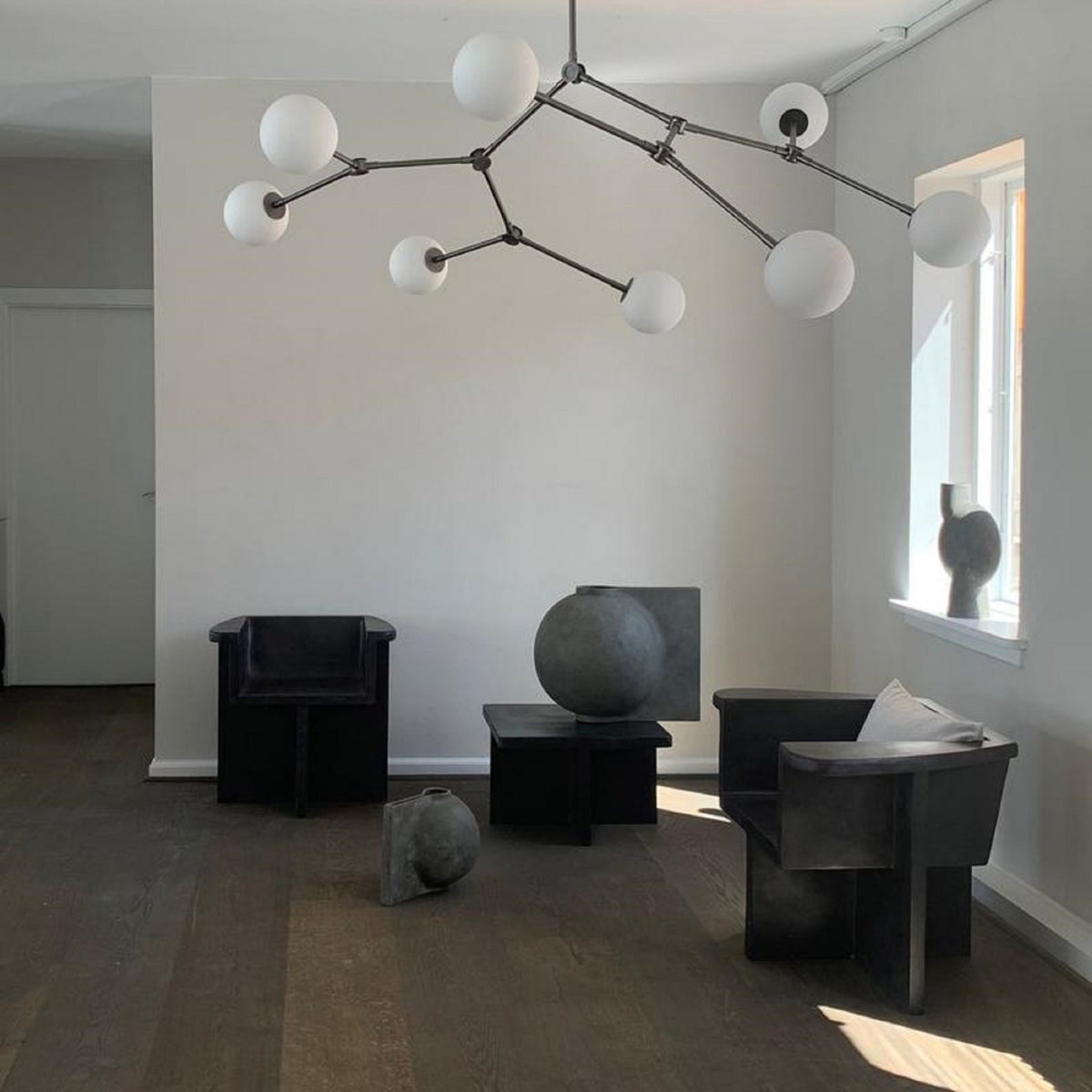 Drop Ball Chandelier – Mid-Century Modern Adjustable 14-Arm Brass & Glass Light