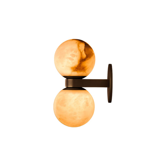 Dual Globe Alabaster Wall Lamp – Modern Natural Alabaster & Brass Sconce