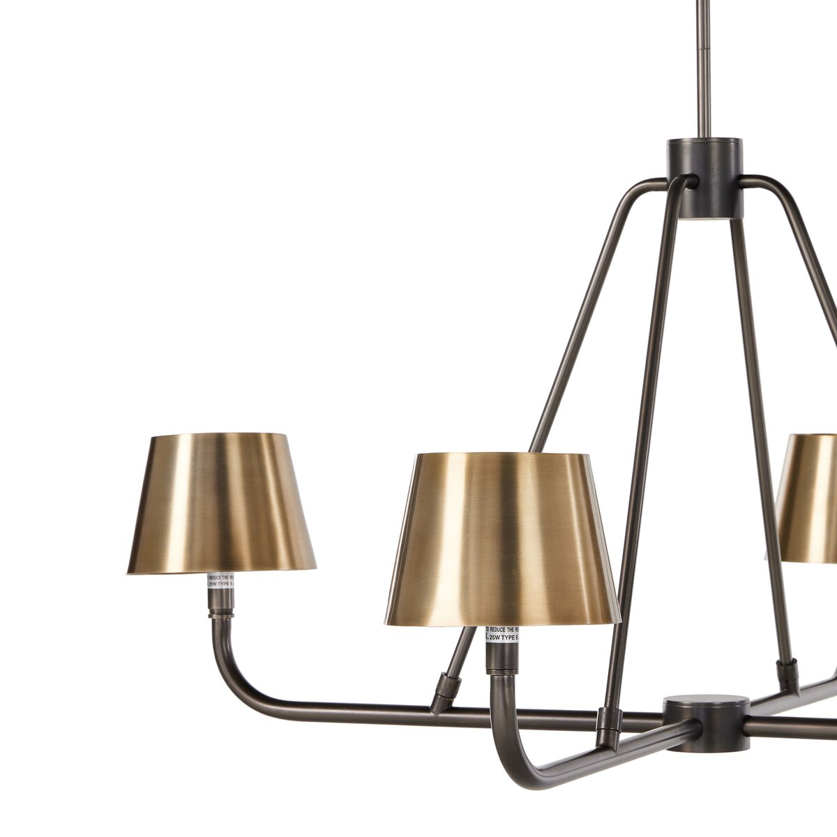 Dudley Brass Chandelier – Classic 4-Light Aged Brass Ceiling Light with Linen Shades