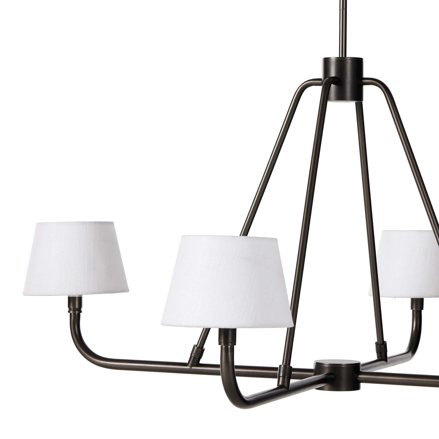 Dudley Brass Chandelier – Classic 4-Light Aged Brass Ceiling Light with Linen Shades