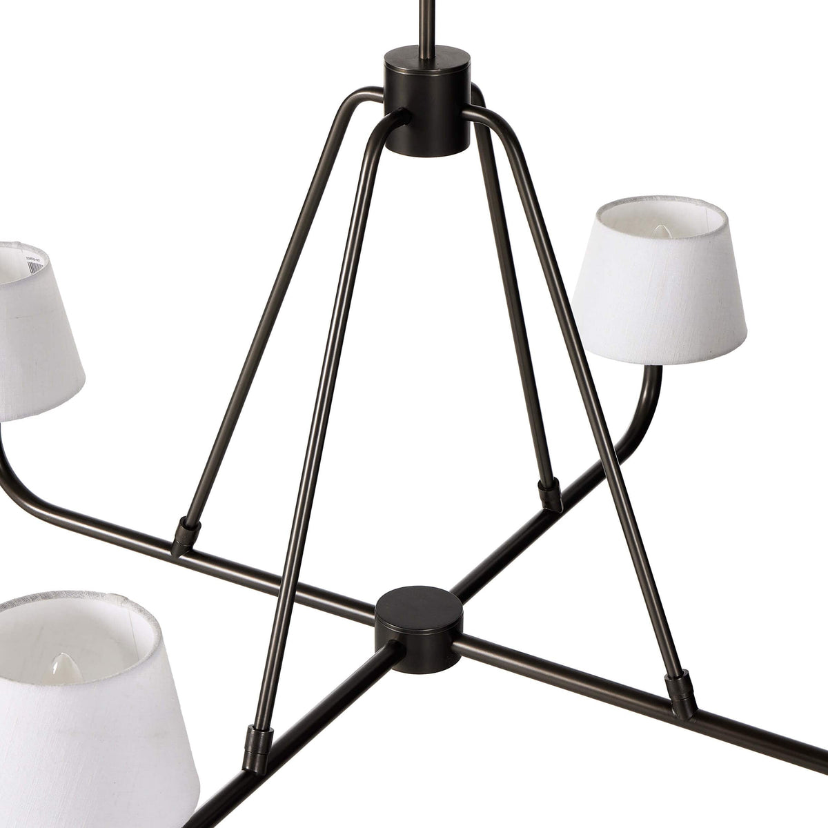 Dudley Brass Chandelier – Classic 4-Light Aged Brass Ceiling Light with Linen Shades