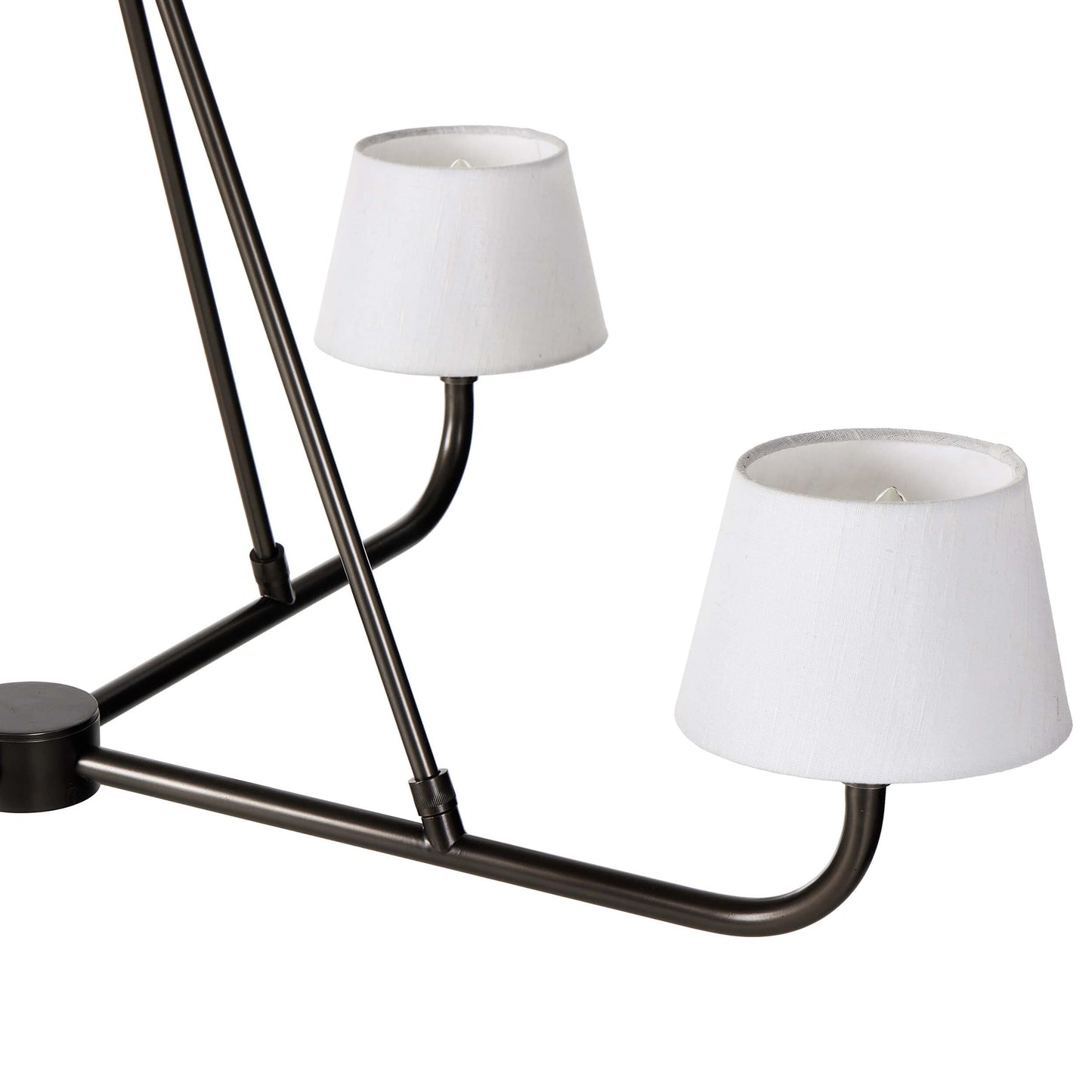 Dudley Brass Chandelier – Classic 4-Light Aged Brass Ceiling Light with Linen Shades