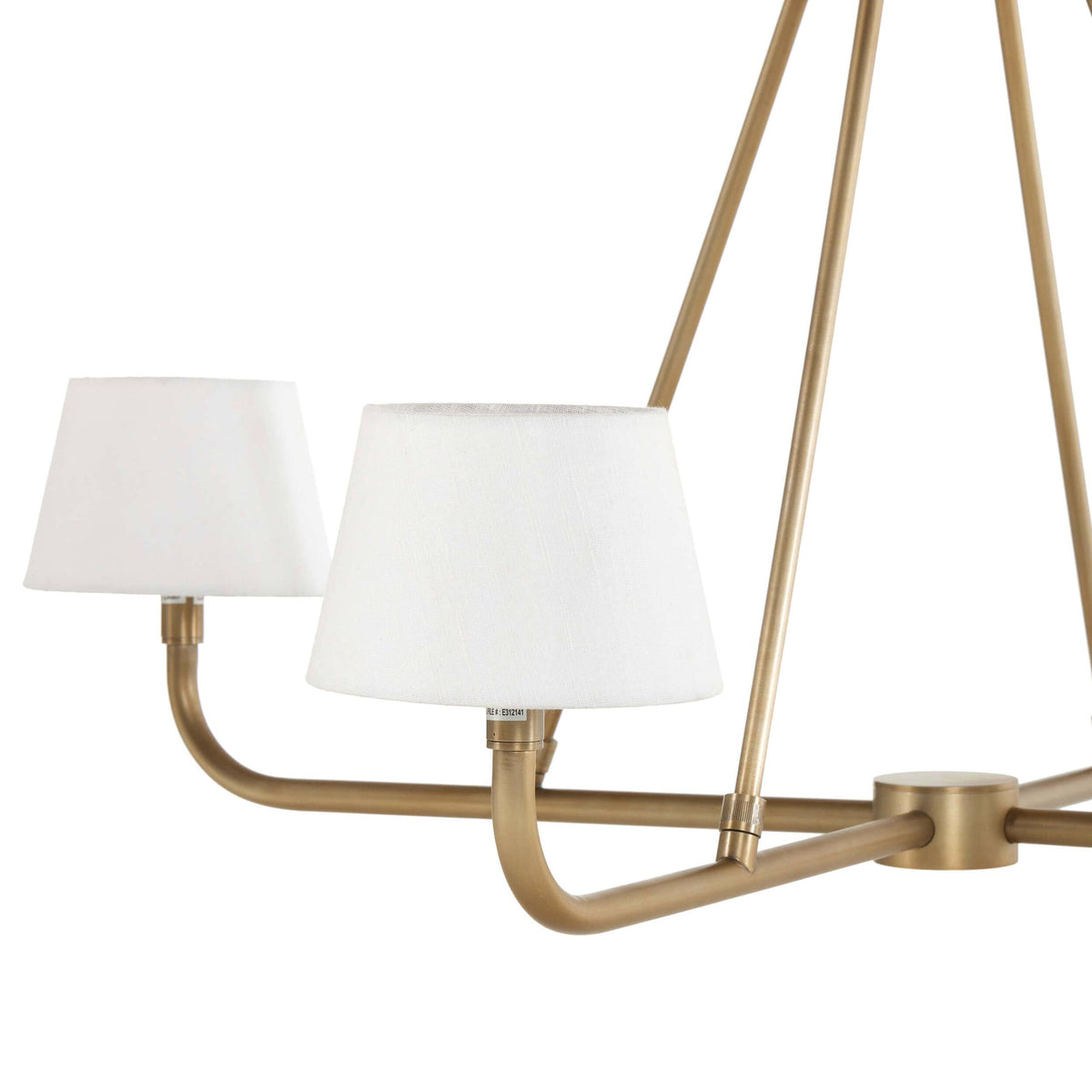 Dudley Brass Chandelier – Classic 4-Light Aged Brass Ceiling Light with Linen Shades