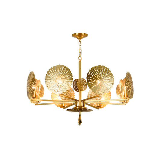 Dunford Chandelier – Modern Abstract Brass Petal Chandelier